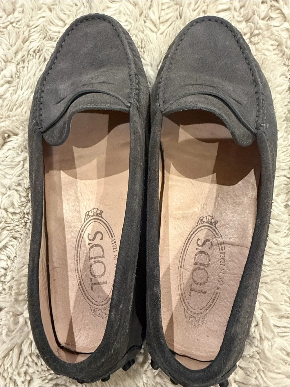 Tod's Charcoal Suede Penny Loafers